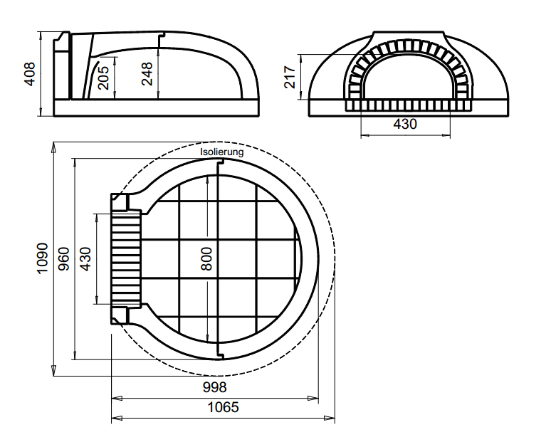 Pizzaofen 800B-C Abmessungen